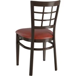 LT&S Spartan Series Lancaster Table & Seating Spartan Series Metal Window Back Chair With Walnut Wood Grain Finish And Burgundy Vinyl Seat 5 LT&S Spartan Series Lancaster Table & Seating Spartan Series Metal Window Back Chair With Walnut Wood Grain Finish And Burgundy Vinyl Seat -Zown Shop 2371487
