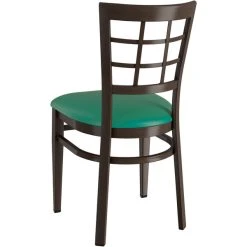 LT&S Spartan Series Lancaster Table & Seating Spartan Series Metal Window Back Chair With Walnut Wood Grain Finish And Green Vinyl Seat 5 LT&S Spartan Series Lancaster Table & Seating Spartan Series Metal Window Back Chair With Walnut Wood Grain Finish And Green Vinyl Seat -Zown Shop 2371494