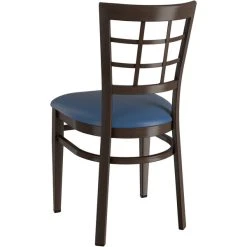 LT&S Spartan Series Lancaster Table & Seating Spartan Series Metal Window Back Chair With Walnut Wood Grain Finish And Navy Vinyl Seat 5 LT&S Spartan Series Lancaster Table & Seating Spartan Series Metal Window Back Chair With Walnut Wood Grain Finish And Navy Vinyl Seat -Zown Shop 2371499