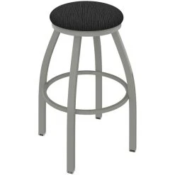 Holland Bar Stool XL 802 Misha 30" Ladderback Swivel Bar Stool With Anodized Nickel Finish And Graph Coal Seat
