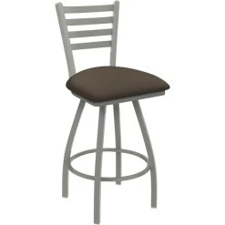 Holland Bar Stool XL 410 Jackie 25" Ladderback Swivel Counter Stool With Anodized Nickel Finish And Canter Earth Padded Seat