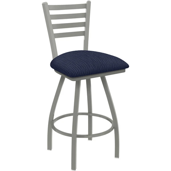 Holland Bar Stool XL 410 Jackie 30" Ladderback Swivel Bar Stool With Anodized Nickel Finish And Graph Anchor Seat 1 Holland Bar Stool XL 410 Jackie 30" Ladderback Swivel Bar Stool With Anodized Nickel Finish And Graph Anchor Seat