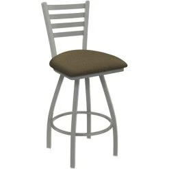 Holland Bar Stool XL 410 Jackie 25" Ladderback Swivel Counter Stool With Anodized Nickel Finish And Graph Cork Padded Seat