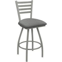 Holland Bar Stool XL 410 Jackie 30" Ladderback Swivel Bar Stool With Anodized Nickel Finish And Graph Alpine Seat