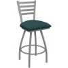 Holland Bar Stool XL 410 Jackie 25" Ladderback Swivel Counter Stool With Anodized Nickel Finish And Graph Tidal Padded Seat