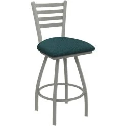 Holland Bar Stool XL 410 Jackie 30" Ladderback Swivel Bar Stool With Anodized Nickel Finish And Graph Tidal Seat