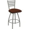 Holland Bar Stool XL 410 Jackie 25" Ladderback Swivel Counter Stool With Anodized Nickel Finish And Rein Adobe Padded Seat