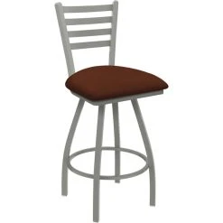 Holland Bar Stool XL 410 Jackie 25" Ladderback Swivel Counter Stool With Anodized Nickel Finish And Rein Adobe Padded Seat