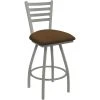 Holland Bar Stool XL 410 Jackie 30" Ladderback Swivel Bar Stool With Anodized Nickel Finish And Rein Thatch Seat