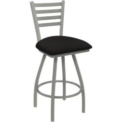 Holland Bar Stool XL 410 Jackie 25" Ladderback Swivel Counter Stool With Anodized Nickel Finish And Canter Espresso Padded Seat
