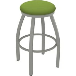 Holland Bar Stool XL 802 Misha 30" Ladderback Swivel Bar Stool With Anodized Nickel Finish And Canter Kiwi Green Seat