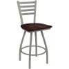Holland Bar Stool XL 410 Jackie 30" Ladderback Swivel Bar Stool With Anodized Nickel Finish And Dark Cherry Maple Seat