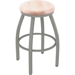 Holland Bar Stool XL 802 Misha 30" Ladderback Swivel Bar Stool With Anodized Nickel Finish And Natural Maple Seat