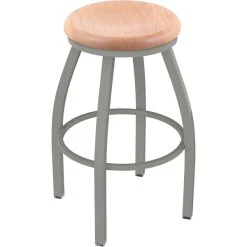 Holland Bar Stool XL 802 Misha 30" Ladderback Swivel Bar Stool With Anodized Nickel Finish And Natural Oak Seat