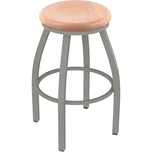 Holland Bar Stool XL 802 Misha 30" Ladderback Swivel Bar Stool With Anodized Nickel Finish And Natural Oak Seat 1 Holland Bar Stool XL 802 Misha 30" Ladderback Swivel Bar Stool With Anodized Nickel Finish And Natural Oak Seat