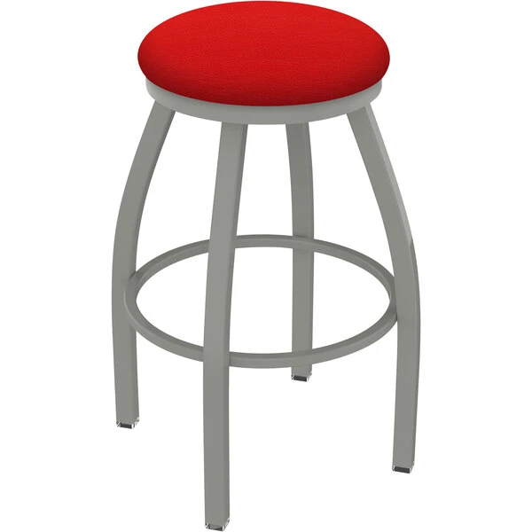 Holland Bar Stool XL 802 Misha 30" Ladderback Swivel Bar Stool With Anodized Nickel Finish And Canter Red Seat 1 Holland Bar Stool XL 802 Misha 30" Ladderback Swivel Bar Stool With Anodized Nickel Finish And Canter Red Seat
