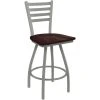 Holland Bar Stool XL 410 Jackie 25" Ladderback Swivel Counter Stool With Anodized Nickel Finish And Dark Cherry Maple Seat