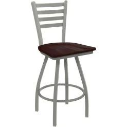 Holland Bar Stool XL 410 Jackie 25" Ladderback Swivel Counter Stool With Anodized Nickel Finish And Dark Cherry Maple Seat