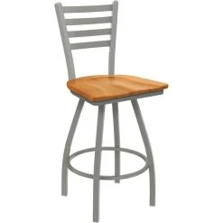 Holland Bar Stool XL 410 Jackie 30" Ladderback Swivel Bar Stool With Anodized Nickel Finish And Medium Maple Seat