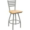 Holland Bar Stool XL 410 Jackie 30" Ladderback Swivel Bar Stool With Anodized Nickel Finish And Natural Maple Seat