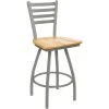 Holland Bar Stool XL 410 Jackie 25" Ladderback Swivel Counter Stool With Anodized Nickel Finish And Natural Oak Seat