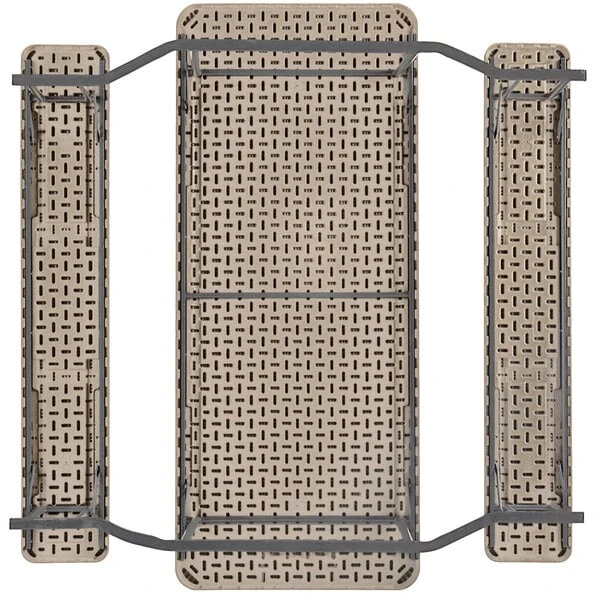 Lancaster Table & Seating 30" X 71" Rectangular Brown Faux Wood Folding Picnic Table With Attached Benches 3 Lancaster Table & Seating 30" X 71" Rectangular Brown Faux Wood Folding Picnic Table With Attached Benches - Image 3