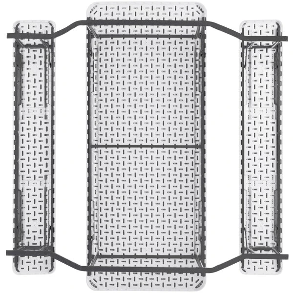 Lancaster Table & Seating 30" X 71" Rectangular White Plastic Folding Picnic Table With Attached Benches 3 Lancaster Table & Seating 30" X 71" Rectangular White Plastic Folding Picnic Table With Attached Benches - Image 3