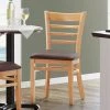 Lancaster Table & Seating Natural Finish Wooden Ladder Back Chair With 2 1/2" Dark Brown Padded Seat
