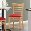 Lancaster Table & Seating Natural Finish Wooden Ladder Back Chair With 2 1/2" Red Padded Seat