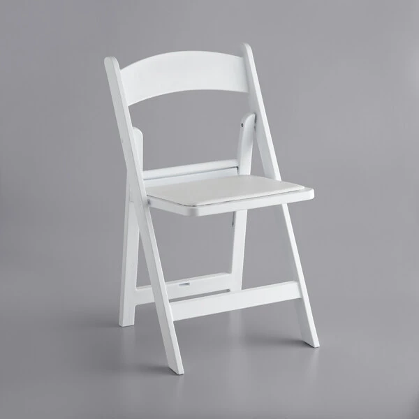 Lancaster Table & Seating White Resin Folding Chair With Vinyl Seat 2 Lancaster Table & Seating White Resin Folding Chair With Vinyl Seat - Image 2