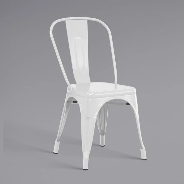 LT&S Alloy Series Lancaster Table & Seating Alloy Series 36" X 36" Square White Dining Height Outdoor Table With 4 Industrial Cafe Chairs 4 LT&S Alloy Series Lancaster Table & Seating Alloy Series 36" X 36" Square White Dining Height Outdoor Table With 4 Industrial Cafe Chairs - Image 4