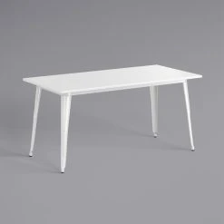 LT&S Alloy Series Lancaster Table & Seating Alloy Series 63" X 32" Rectangle White Dining Height Outdoor Table With 6 Industrial Cafe Chairs -Zown Shop 2374721