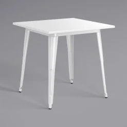 LT&S Alloy Series Lancaster Table & Seating Alloy Series 32" X 32" Square White Dining Height Outdoor Table With 4 Industrial Cafe Chairs -Zown Shop 2374726