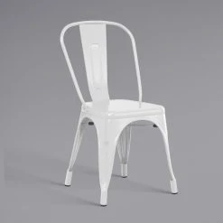 LT&S Alloy Series Lancaster Table & Seating Alloy Series 32" X 32" Square White Dining Height Outdoor Table With 4 Industrial Cafe Chairs -Zown Shop 2374727