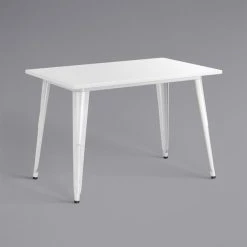 LT&S Alloy Series Lancaster Table & Seating Alloy Series 48" X 30" Rectangle White Dining Height Outdoor Table With 4 Industrial Cafe Chairs -Zown Shop 2374729