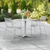 Lancaster Table & Seating 24" X 32" Silver Powder-Coated Aluminum Dining Height Outdoor Table With Umbrella Hole And 2 Arm Chairs