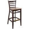 BFM Seating Berkeley Dark Walnut Beechwood Ladder Back Barstool With Autumn Ash Wood Seat