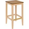 BFM Seating Stockton Natural Beechwood Square Backless Barstool With Autumn Ash Seat