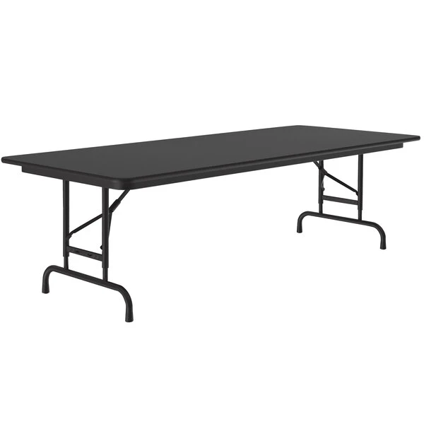 Correll 30" X 72" Black Granite Light Duty Melamine Adjustable Height Folding Table With Black Frame 1 Correll 30" X 72" Black Granite Light Duty Melamine Adjustable Height Folding Table With Black Frame