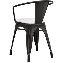 LT&S Alloy Series Lancaster Table & Seating Alloy Series Black Metal Indoor Arm Chair With White Vinyl Cushion 7 LT&S Alloy Series Lancaster Table & Seating Alloy Series Black Metal Indoor Arm Chair With White Vinyl Cushion -Zown Shop 2389163