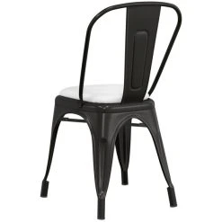LT&S Alloy Series Lancaster Table & Seating Alloy Series Black Metal Indoor Cafe Chair With White Vinyl Cushion 7 LT&S Alloy Series Lancaster Table & Seating Alloy Series Black Metal Indoor Cafe Chair With White Vinyl Cushion -Zown Shop 2389176