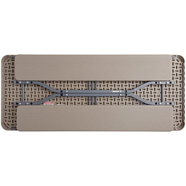 Lancaster Table & Seating 30" X 71" Rectangular Brown Faux Wood Folding Picnic Table With Attached Benches 4 Lancaster Table & Seating 30" X 71" Rectangular Brown Faux Wood Folding Picnic Table With Attached Benches - Image 4