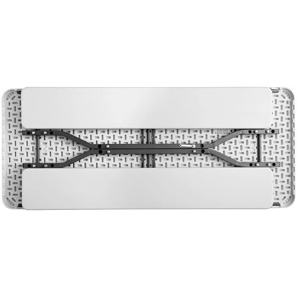 Lancaster Table & Seating 30" X 71" Rectangular White Plastic Folding Picnic Table With Attached Benches 4 Lancaster Table & Seating 30" X 71" Rectangular White Plastic Folding Picnic Table With Attached Benches - Image 4