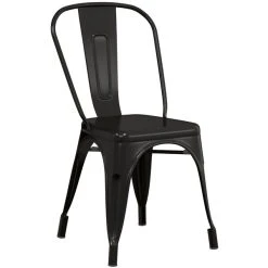 LT&S Alloy Series Lancaster Table & Seating Alloy Series Black Metal Indoor Cafe Chair With White Vinyl Cushion 8 LT&S Alloy Series Lancaster Table & Seating Alloy Series Black Metal Indoor Cafe Chair With White Vinyl Cushion -Zown Shop 2397397