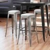 LT&S Alloy Series Lancaster Table & Seating Alloy Series Clear Coat Metal Indoor Barstool With White Vinyl Cushion
