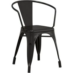 LT&S Alloy Series Lancaster Table & Seating Alloy Series Black Metal Indoor Arm Chair With Black Vinyl Cushion -Zown Shop 2399723