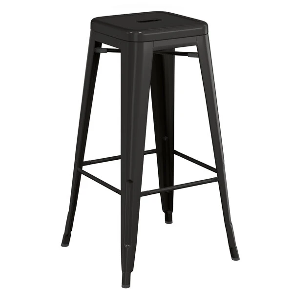 LT&S Alloy Series Lancaster Table & Seating Alloy Series Black Metal Indoor Barstool With White Vinyl Cushion 3 LT&S Alloy Series Lancaster Table & Seating Alloy Series Black Metal Indoor Barstool With White Vinyl Cushion - Image 3