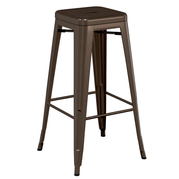LT&S Alloy Series Lancaster Table & Seating Alloy Series Copper Metal Indoor Barstool With White Vinyl Cushion 3 LT&S Alloy Series Lancaster Table & Seating Alloy Series Copper Metal Indoor Barstool With White Vinyl Cushion - Image 3