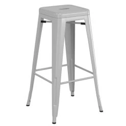 LT&S Alloy Series Lancaster Table & Seating Alloy Series Silver Metal Indoor Barstool With Black Vinyl Cushion -Zown Shop 2400267