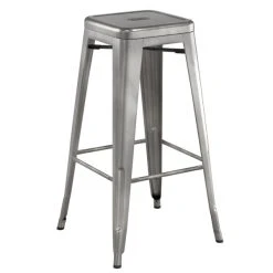 LT&S Alloy Series Lancaster Table & Seating Alloy Series Clear Coat Metal Indoor Barstool With Black Vinyl Cushion -Zown Shop 2400460